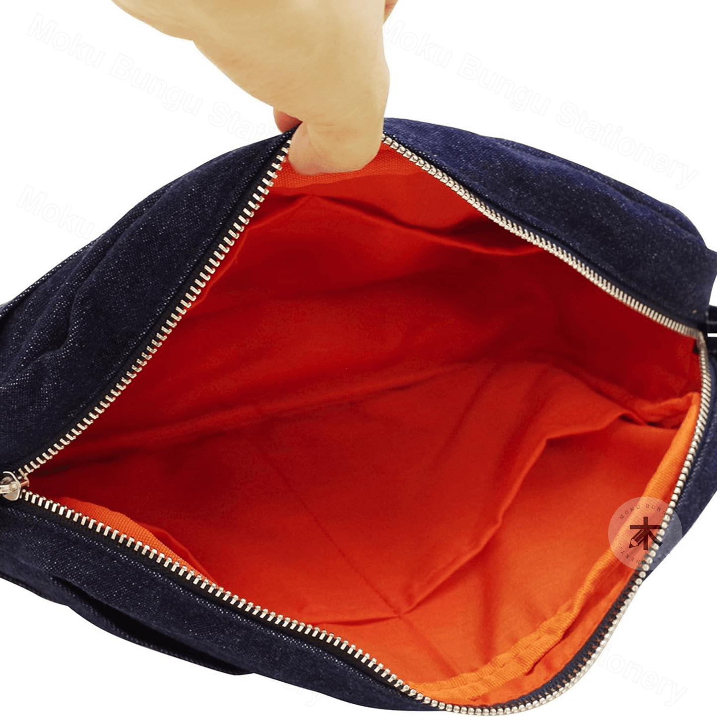 Delfonics - Utility Pouch - Inner Carrying Bag (M) - Dark Blue Denim x Orange