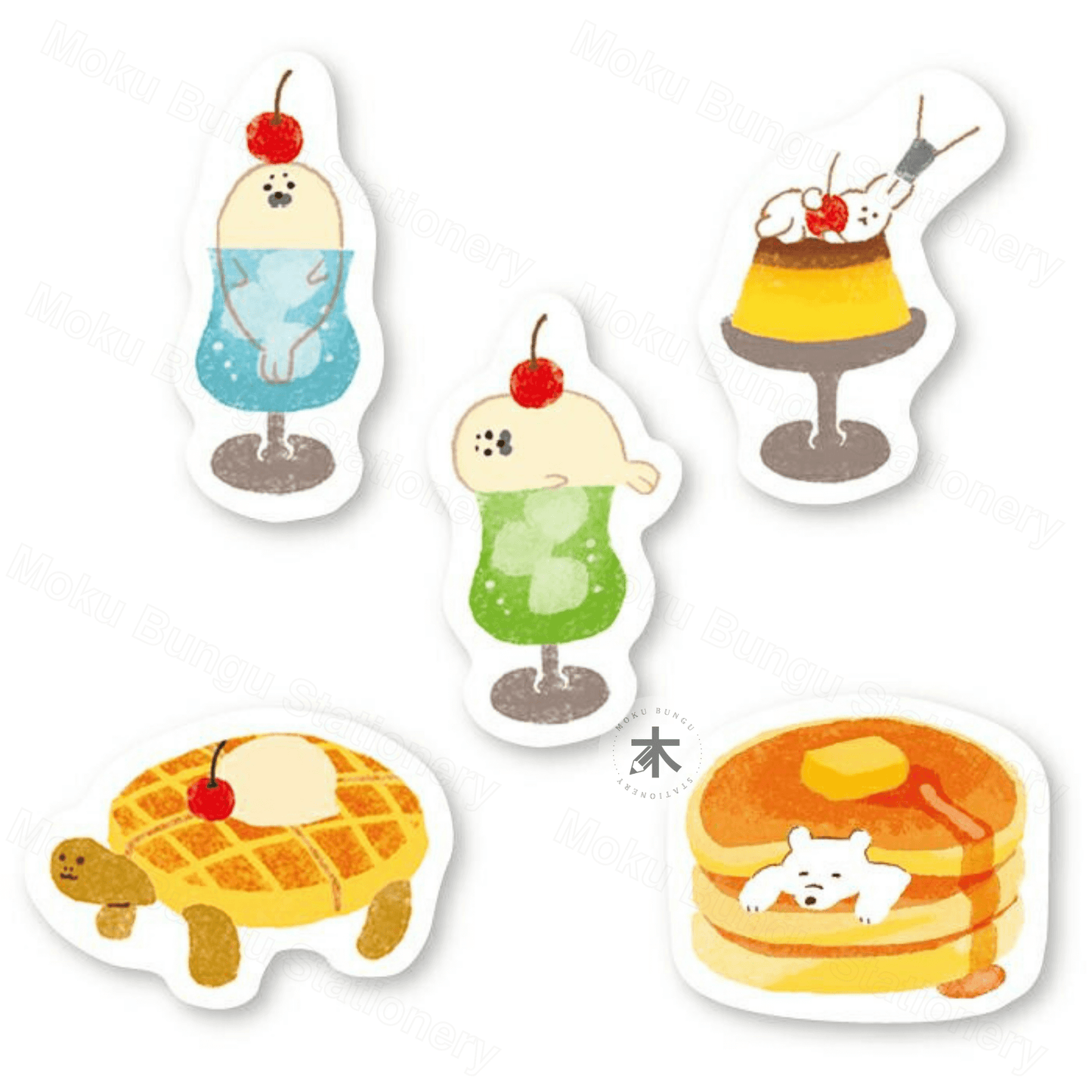 Furukawa Shiko - Washi Flake Stickers - Animal Sweets Studio Series - Cafe