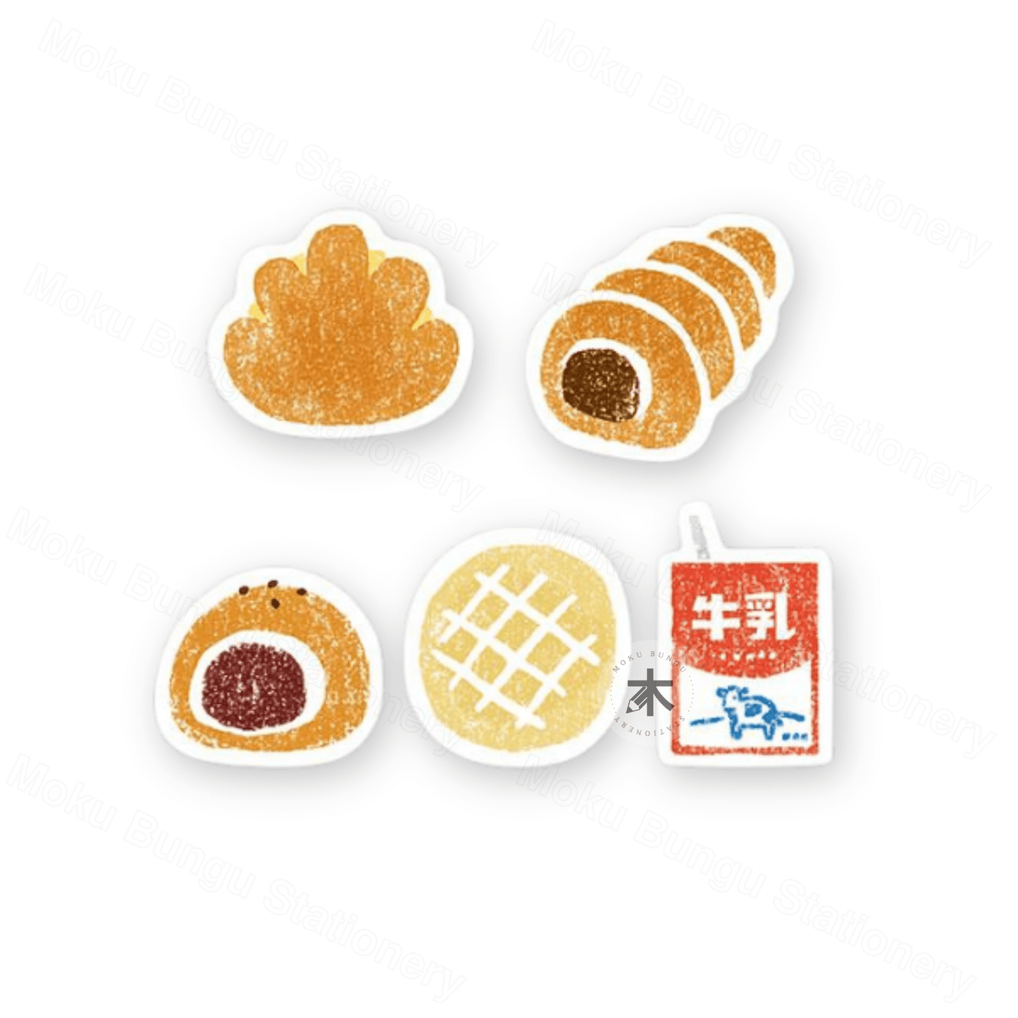 Furukawa Shiko - Washi Flake Stickers - Baked Goods Series - Bread & Milk