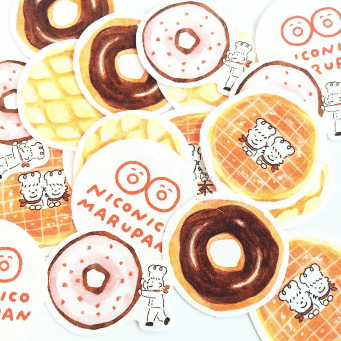 Furukawa Shiko - Washi Flake Stickers - Bread Town Series - Nico Nico Marupan (Donut)