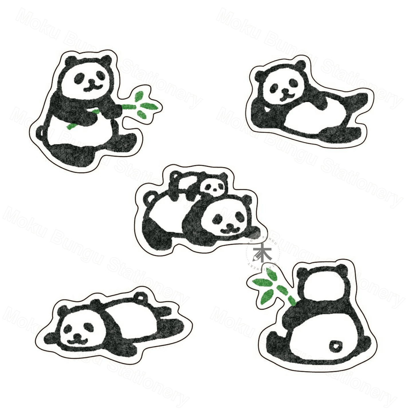 Furukawa Shiko - Washi Flake Stickers - Pochitto Series - Panda