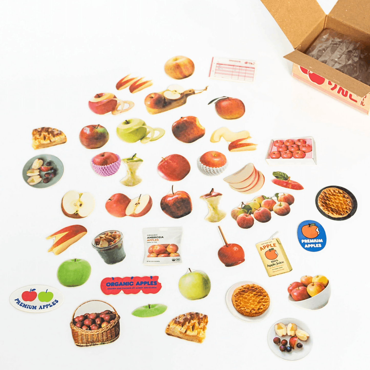 Greeting Life - Hako Seal - Mini Box of Flake Stickers - Apple