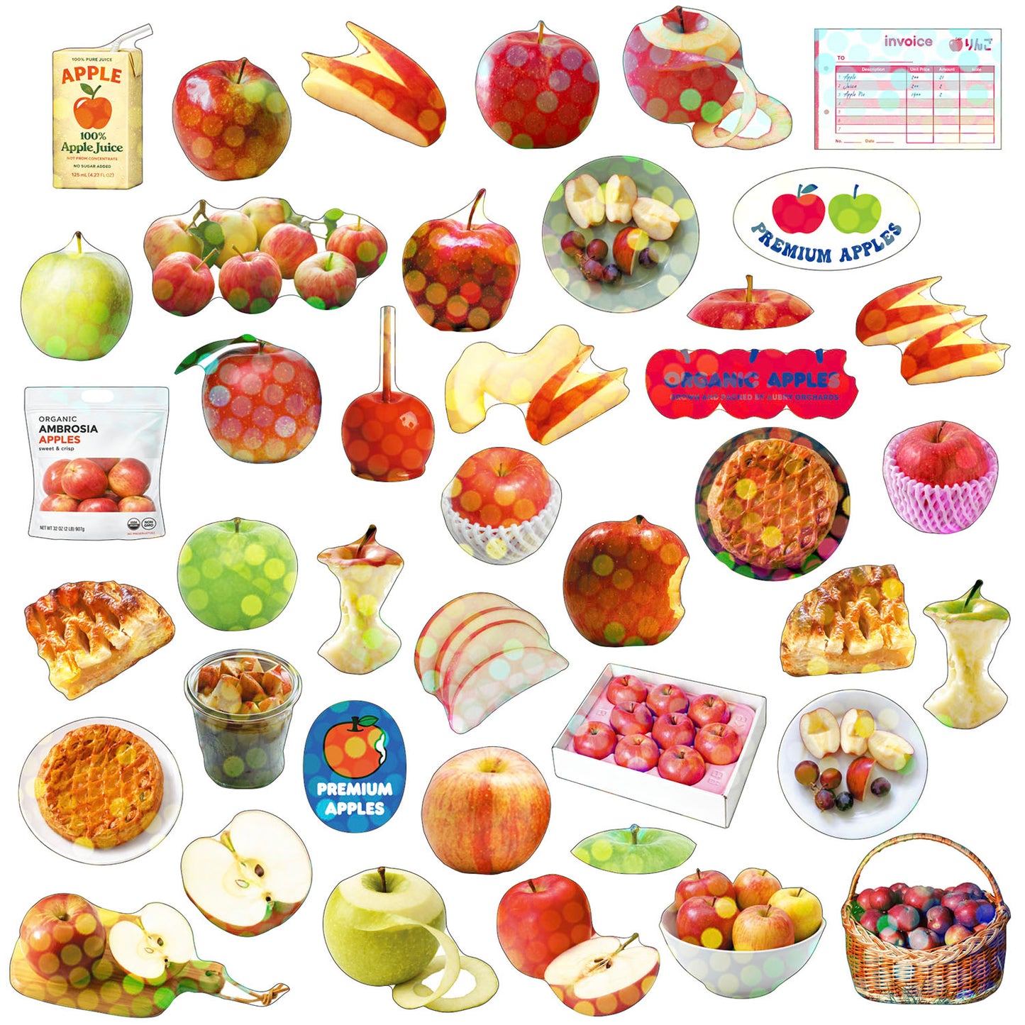 Greeting Life - Hako Seal - Mini Box of Flake Stickers - Apple