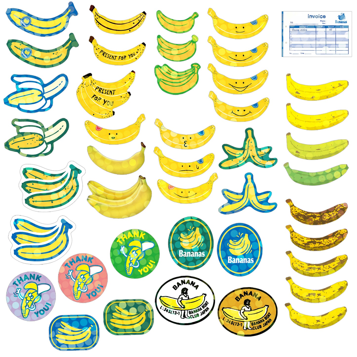 Greeting Life - Hako Seal - Mini Box of Flake Stickers - Banana