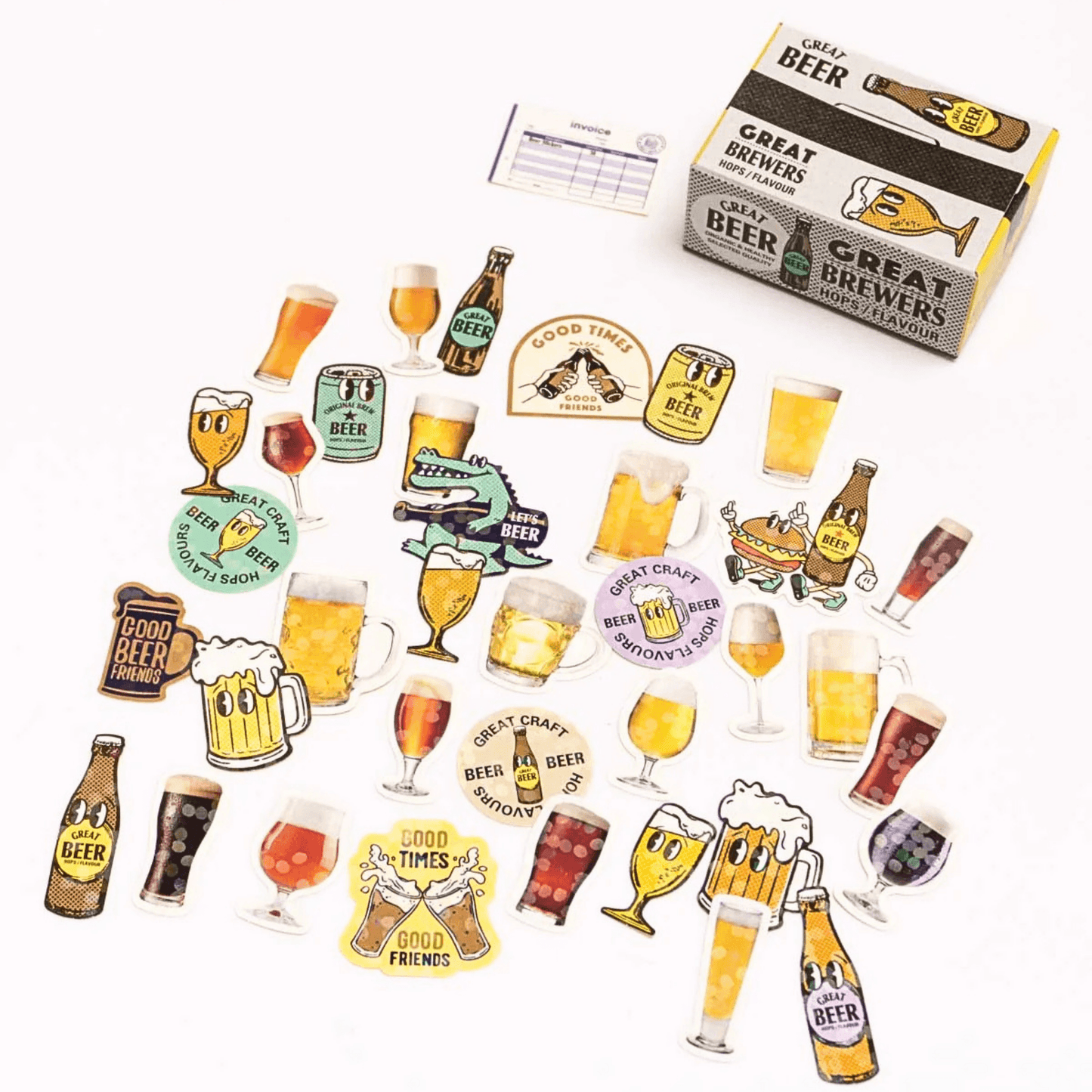 Greeting Life - Hako Seal - Mini Box of Flake Stickers - Beer