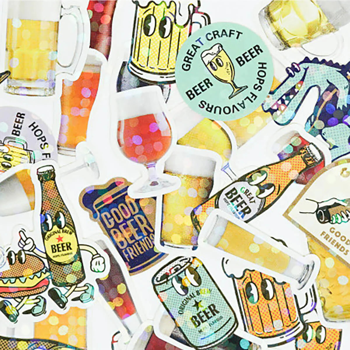 Greeting Life - Hako Seal - Mini Box of Flake Stickers - Beer