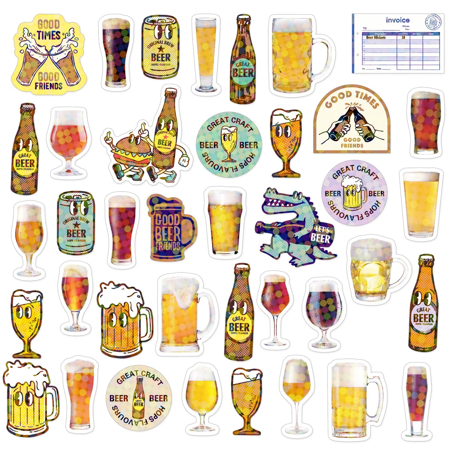Greeting Life - Hako Seal - Mini Box of Flake Stickers - Beer