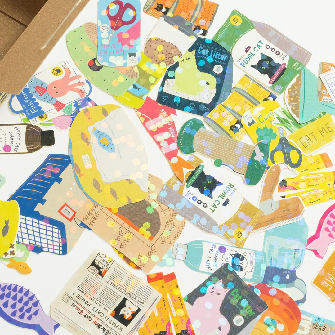 Greeting Life - Hako Seal - Mini Box of Flake Stickers - Cat Supply