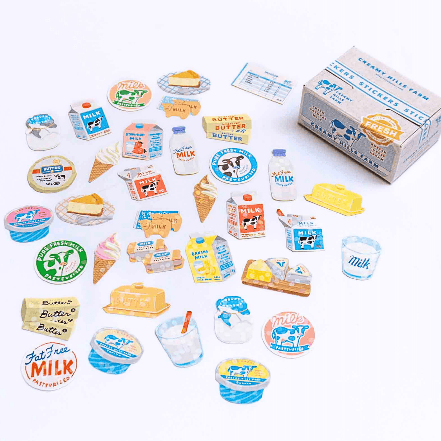 Greeting Life - Hako Seal - Mini Box of Flake Stickers - Dairy