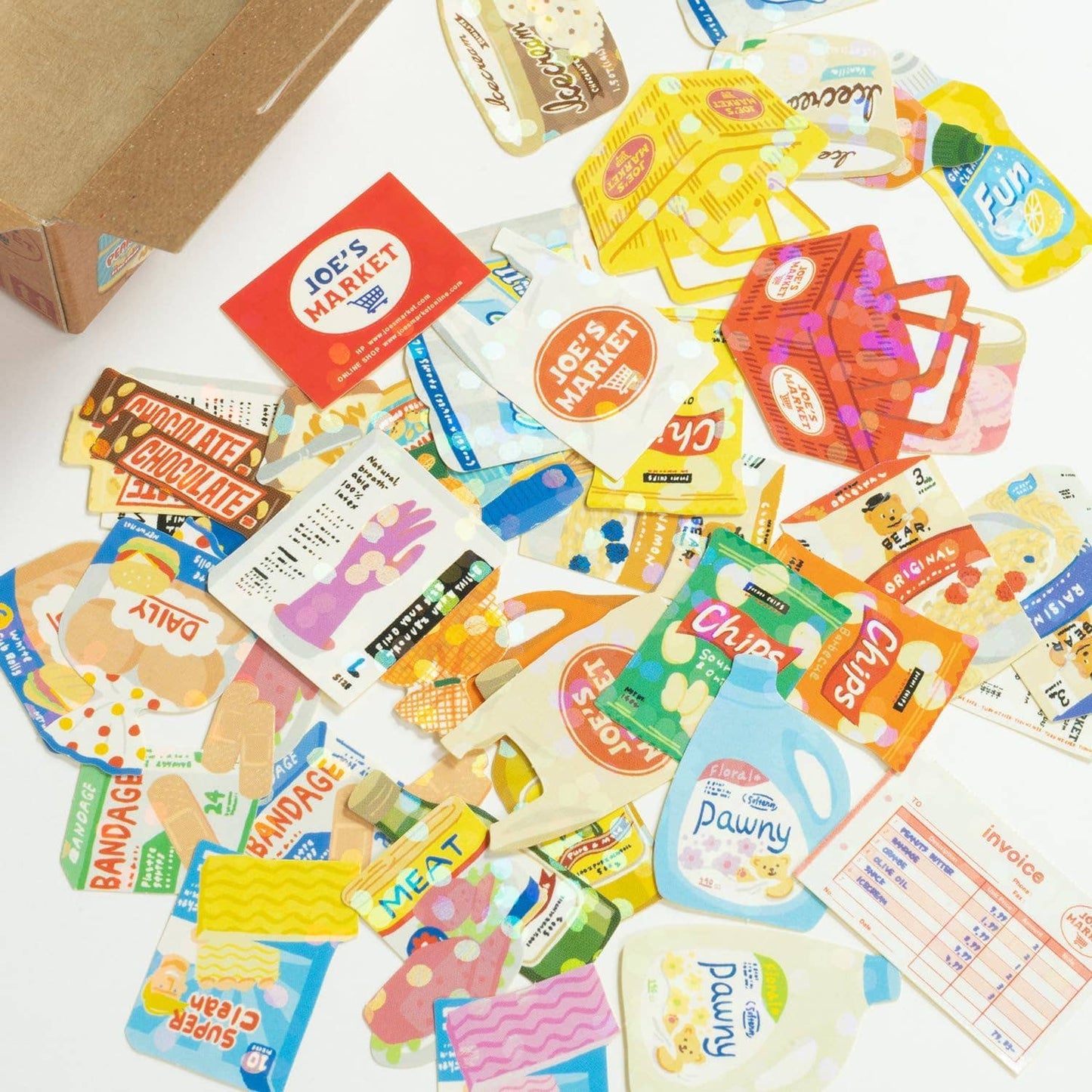 Greeting Life - Hako Seal - Mini Box of Flake Stickers - Grocery