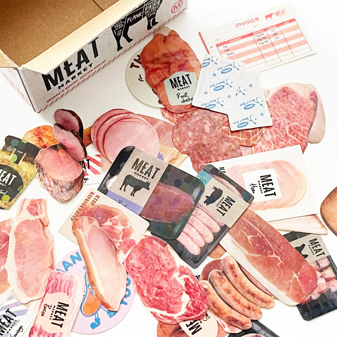 Greeting Life - Hako Seal - Mini Box of Flake Stickers - Meat