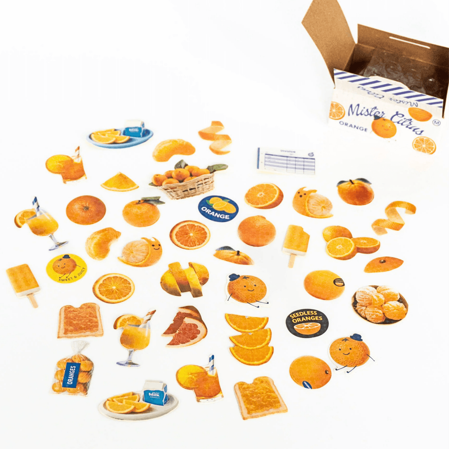 Greeting Life - Hako Seal - Mini Box of Flake Stickers - Orange