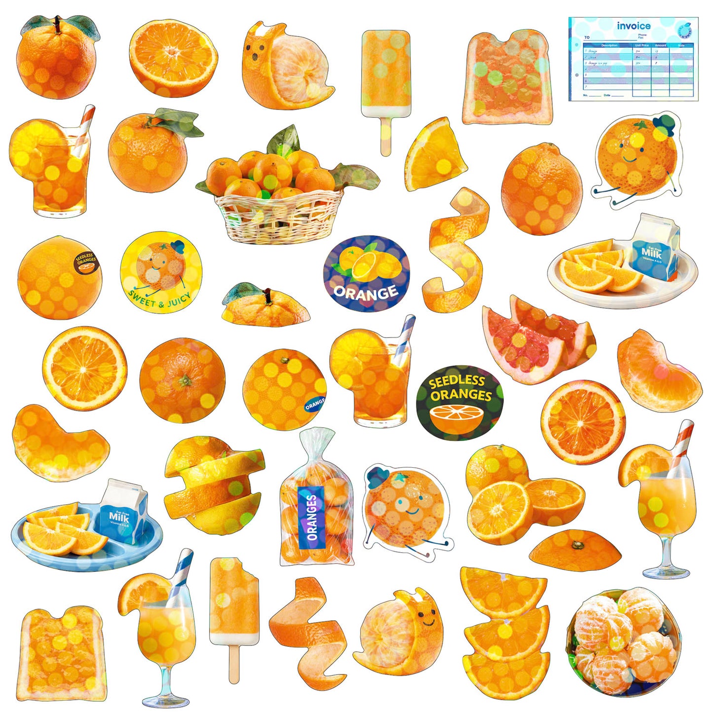 Greeting Life - Hako Seal - Mini Box of Flake Stickers - Orange
