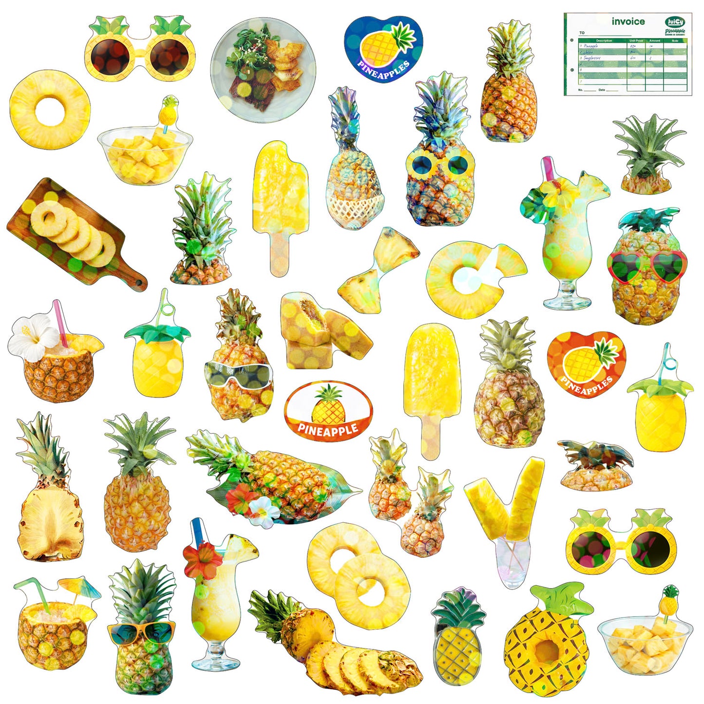 Greeting Life - Hako Seal - Mini Box of Flake Stickers - Pineapple