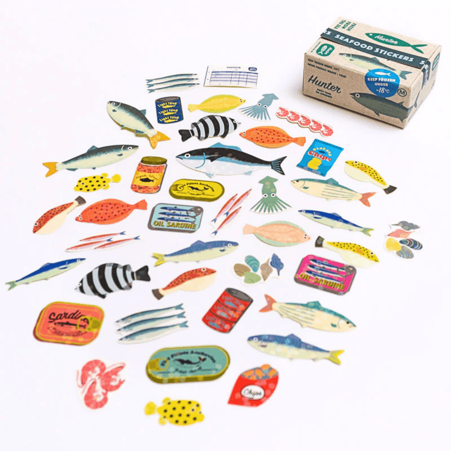 Greeting Life - Hako Seal - Mini Box of Flake Stickers - Seafood