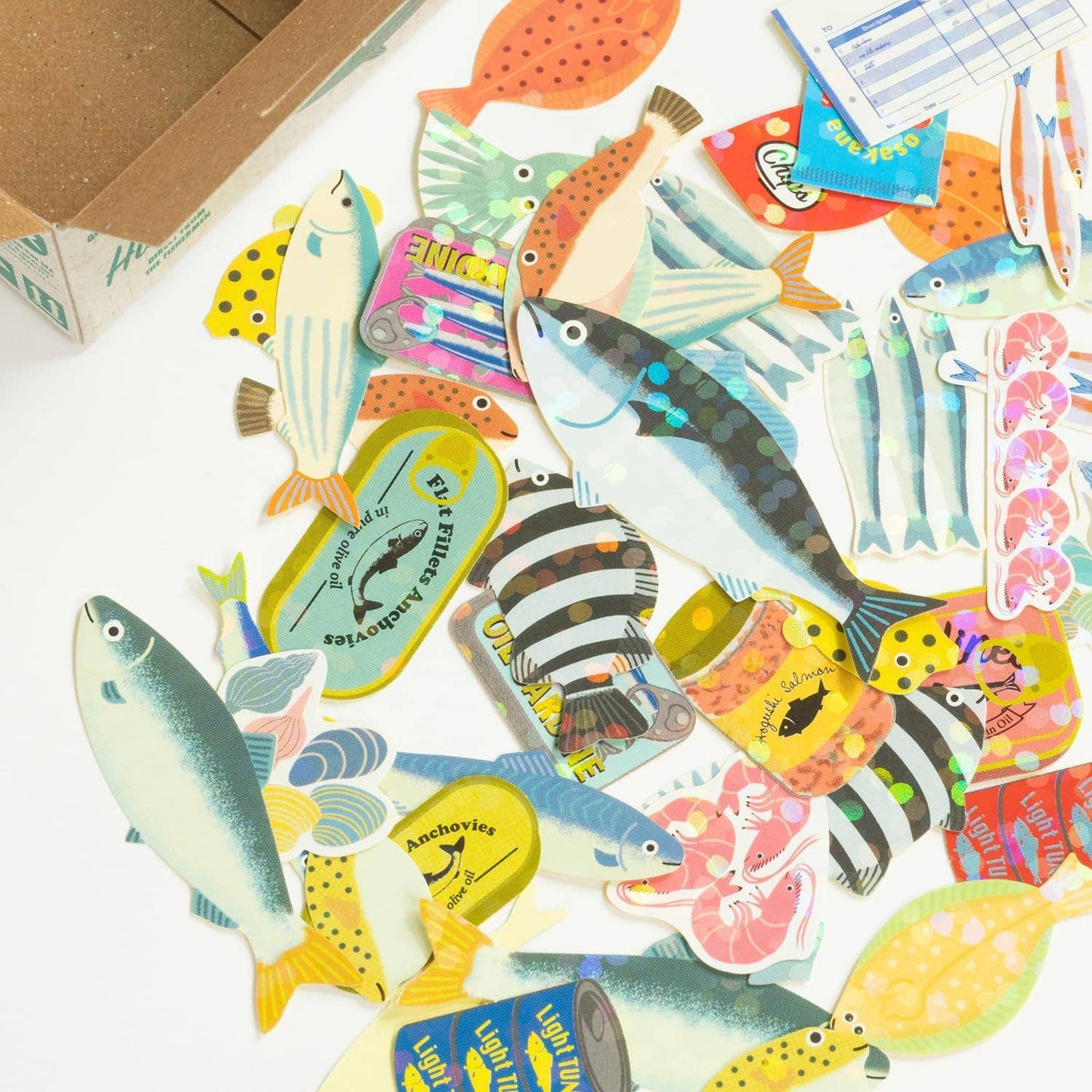 Greeting Life - Hako Seal - Mini Box of Flake Stickers - Seafood