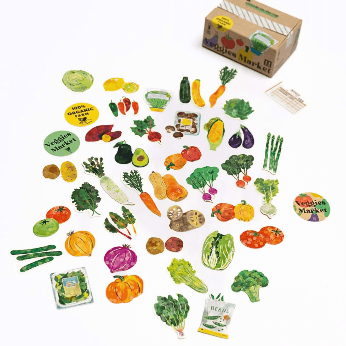 Greeting Life - Hako Seal - Mini Box of Flake Stickers - Vegetable