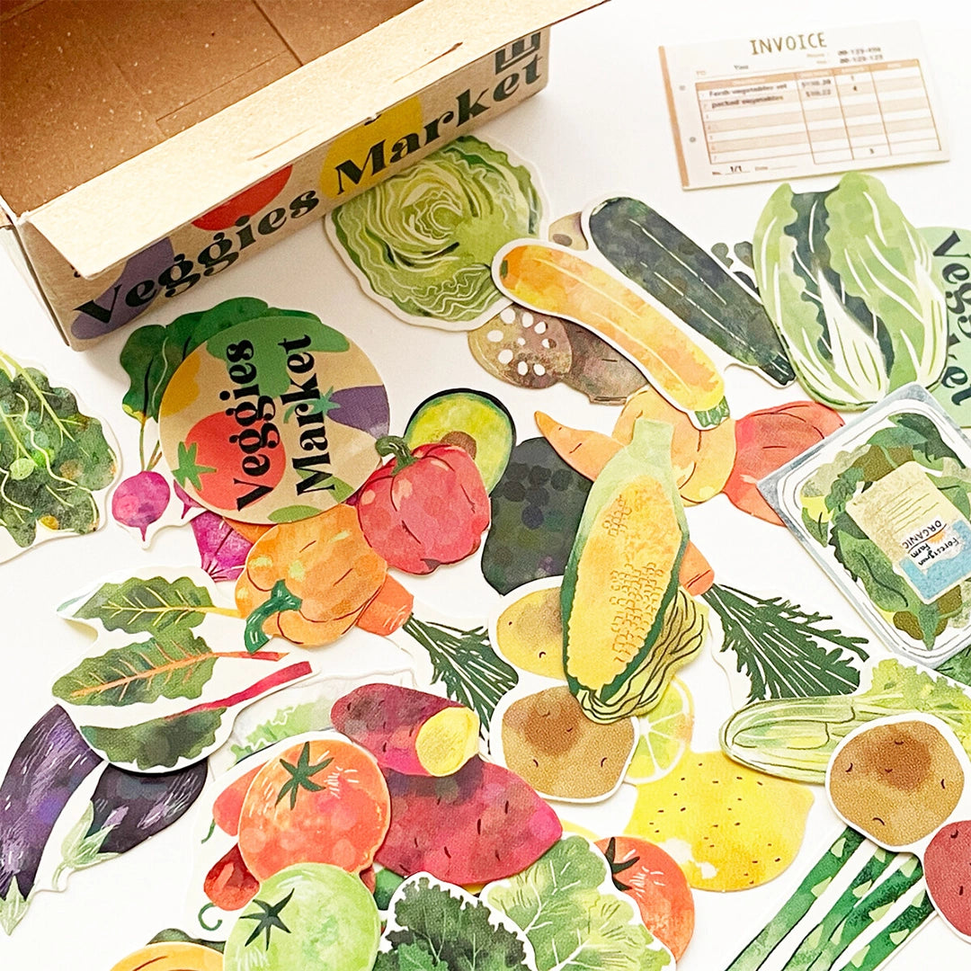 Greeting Life - Hako Seal - Mini Box of Flake Stickers - Vegetable