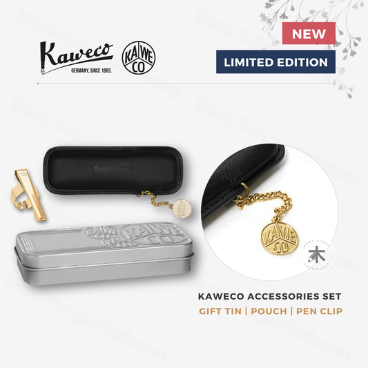 Kaweco - Accessories Gift Set - Silver Tin Box + Leather Pen Pouch + Pen Clip
