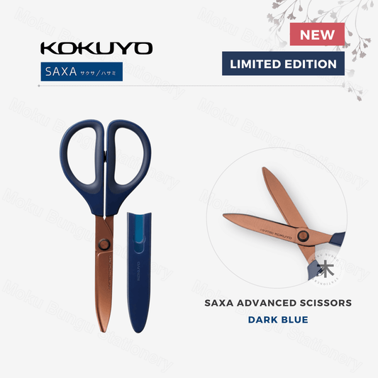Kokuyo Saxa Advanced Scissors - Titanium Coating Blades - Dark Blue