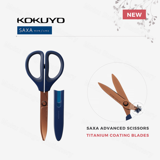 Kokuyo Saxa Advanced Scissors - Titanium Coating Blades - Navy