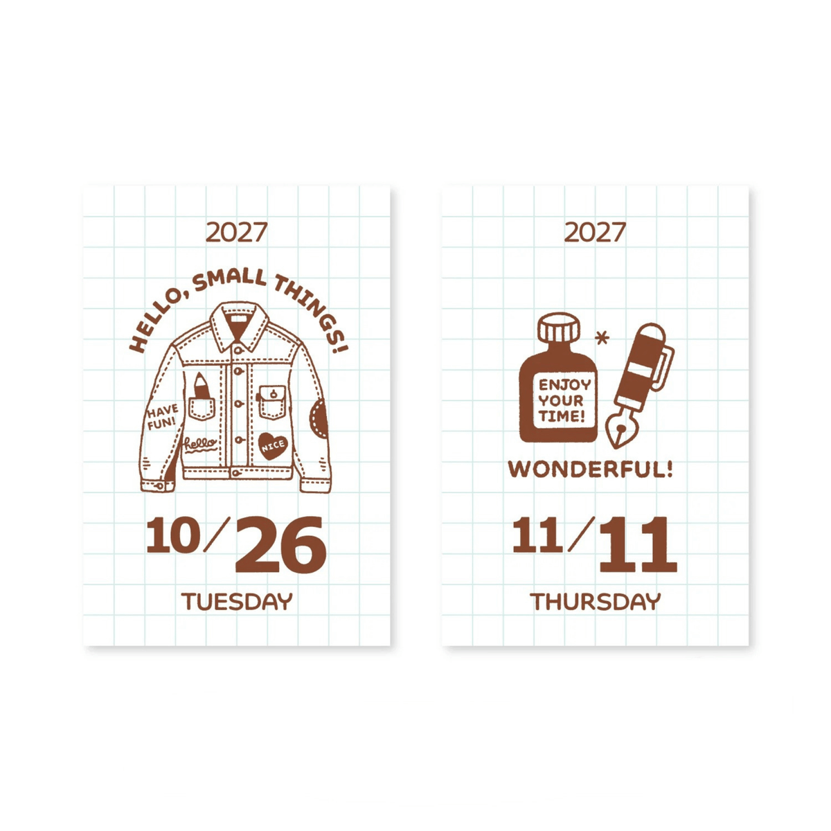 Koyomi Seikatsu - Shinnippon Calendar x Eric Small Things - 2027 Mini Rectangle Daily Calendar - 365 Day