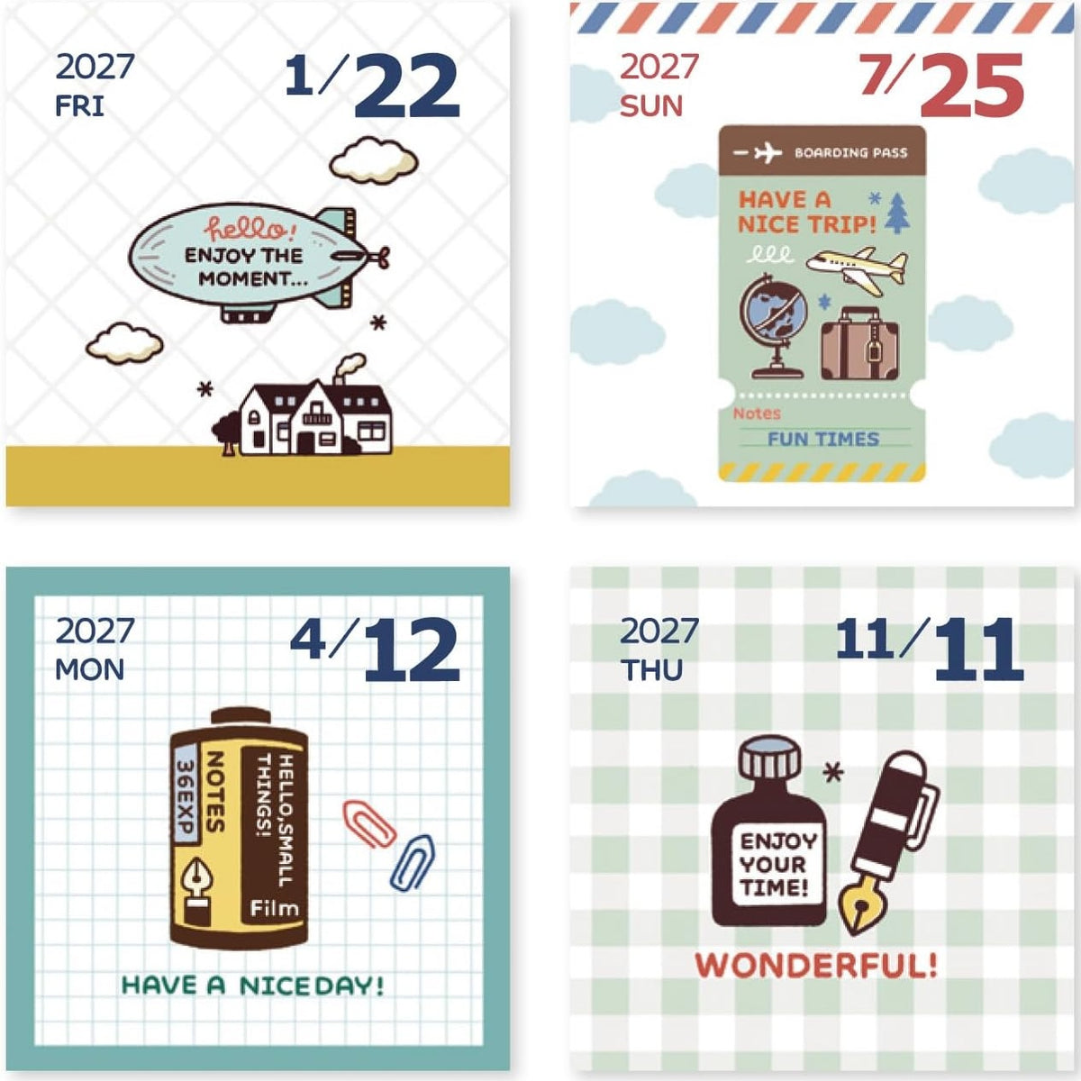 Koyomi Seikatsu - Shinnippon Calendar x Eric Small Things - 2027 Mini Square Daily Calendar - 365 Days
