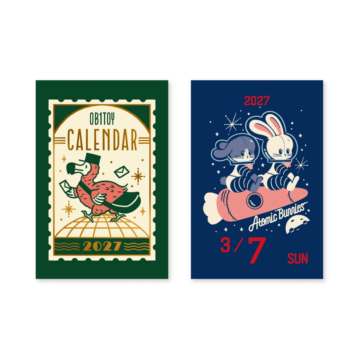 Koyomi Seikatsu - Shinnippon Calendar x Ob1toy - 2027 Mini Rectangle Daily Calendar - 365 Day