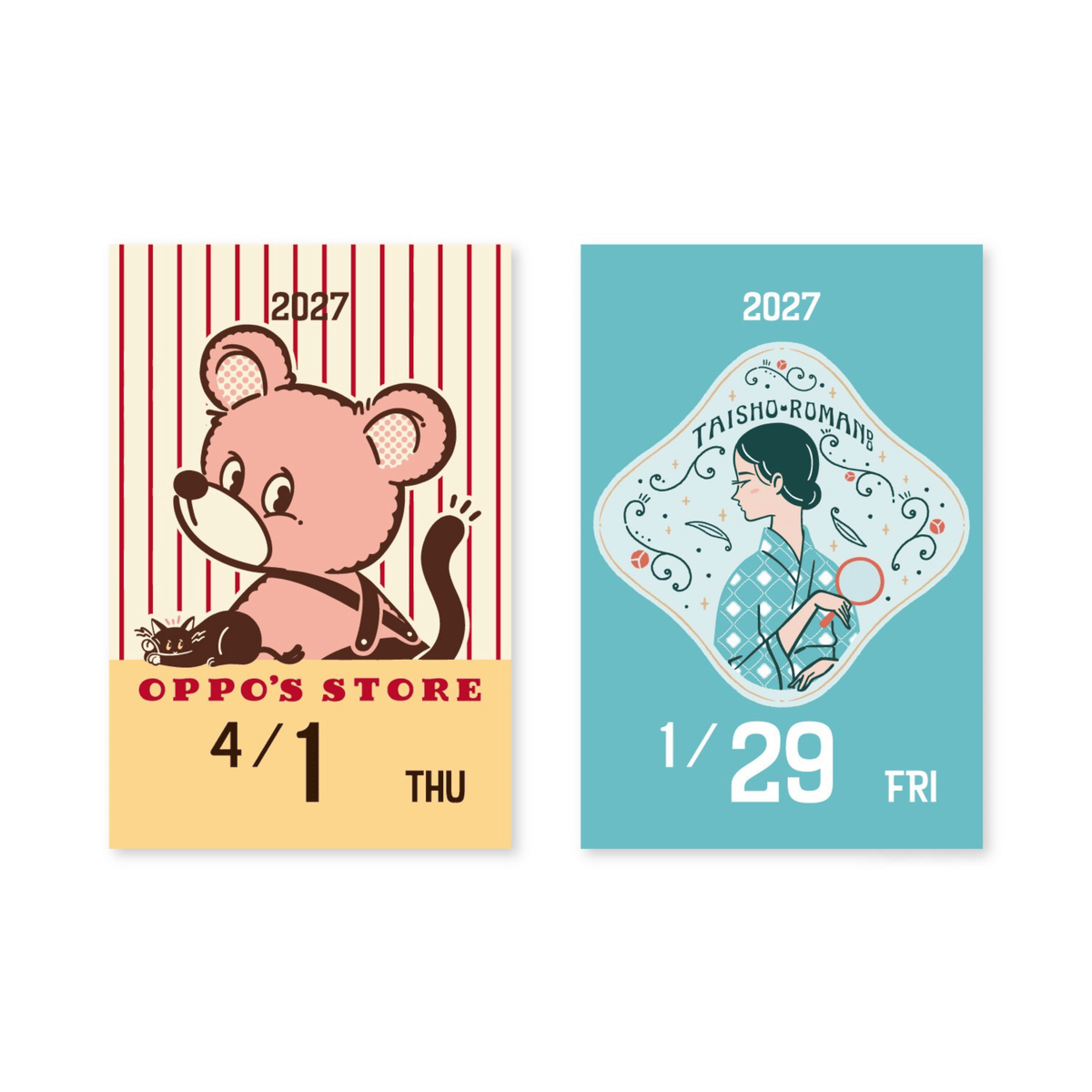 Koyomi Seikatsu - Shinnippon Calendar x Ob1toy - 2027 Mini Rectangle Daily Calendar - 365 Day