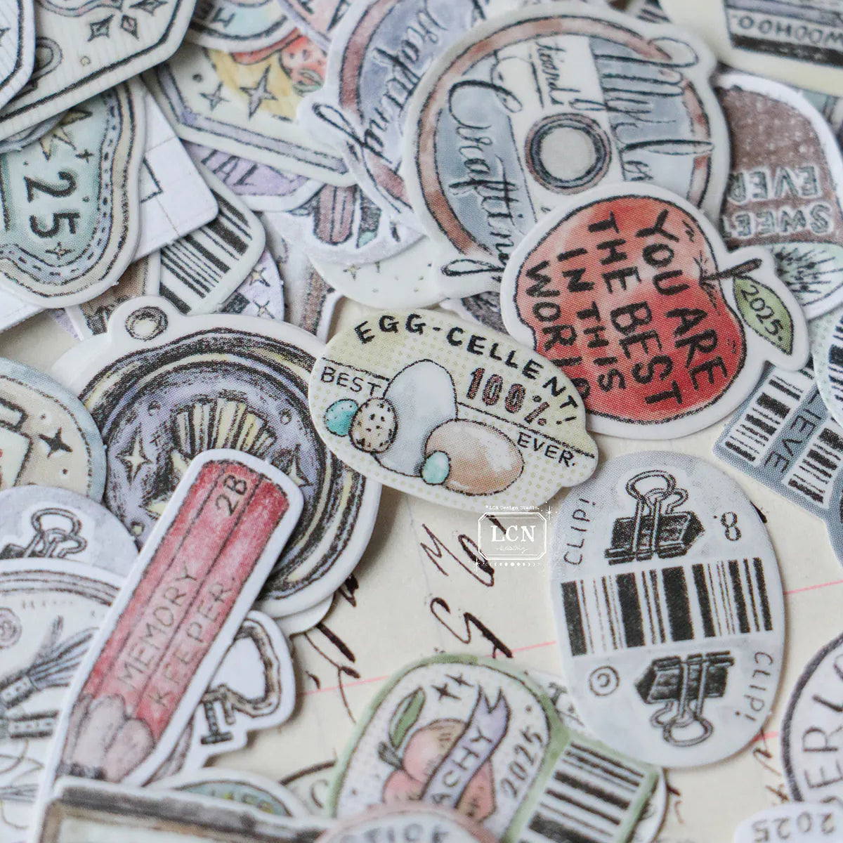 LCN Design Studio - Hako Seal - Mini Box of Flake Stickers - Full of Joy