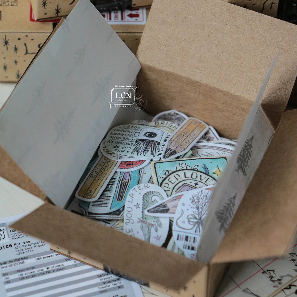 LCN Design Studio - Hako Seal - Mini Box of Flake Stickers - Full of Joy