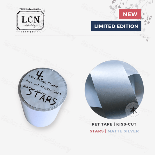 LCN Design Studio - Kiss-Cut PET Tape - Stars - Matte Silver