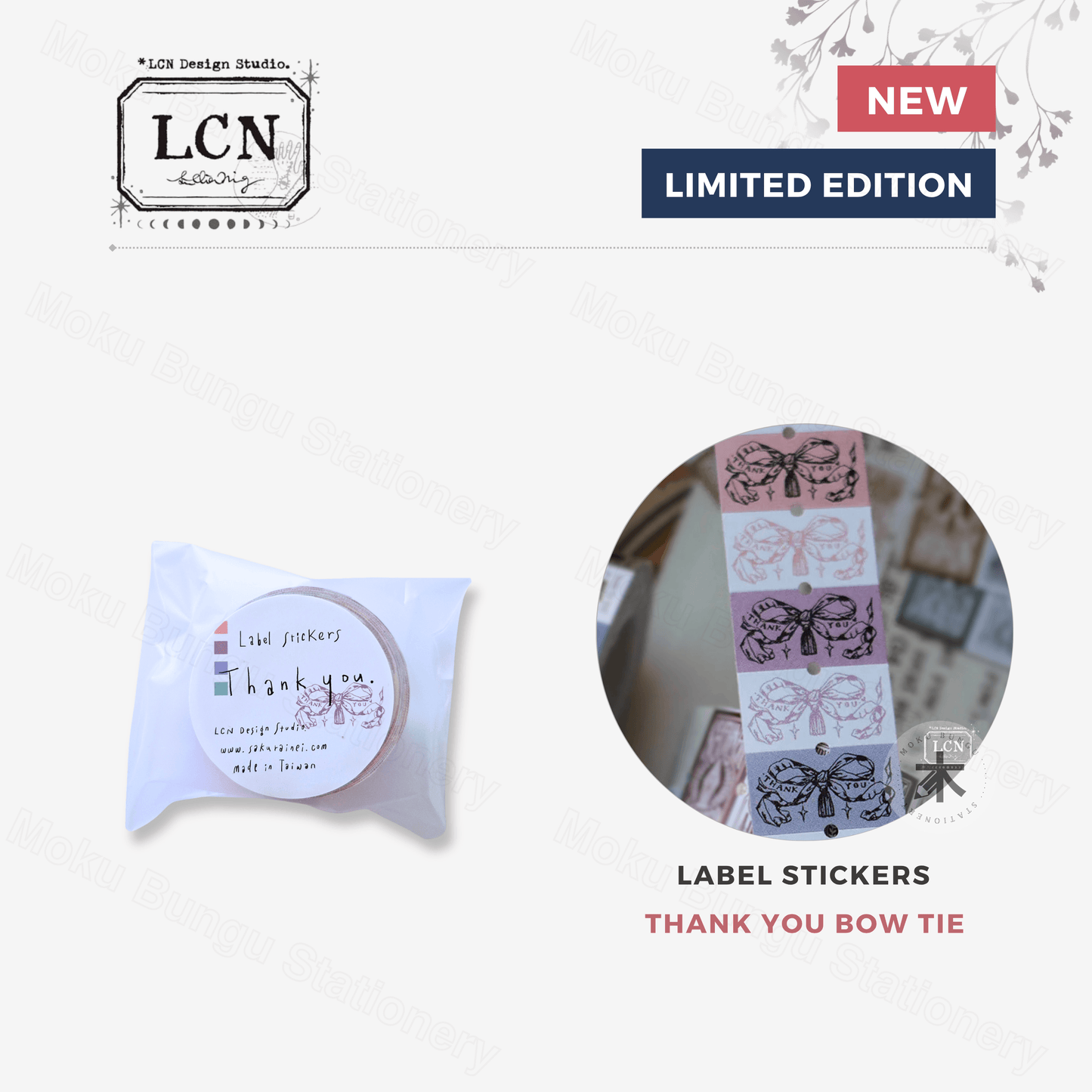 LCN Design Studio - Label Sticker Roll - Thank You Bow Tie
