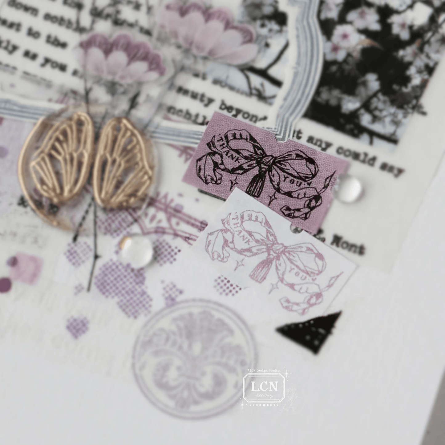 LCN Design Studio - Label Sticker Roll - Thank You Bow Tie