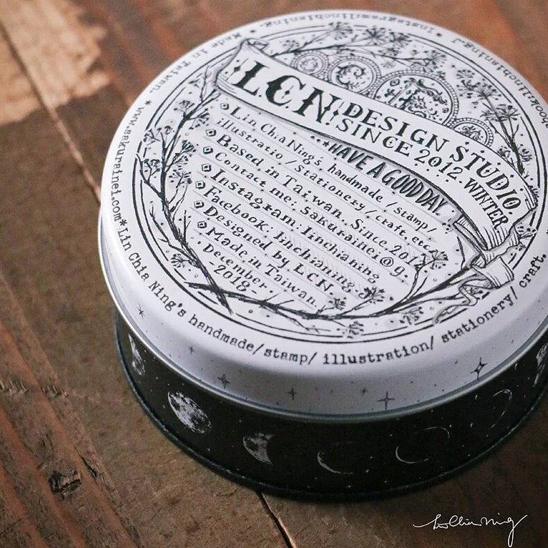 LCN Design Studio - Metal Storage Tin - Round - Moon Phase