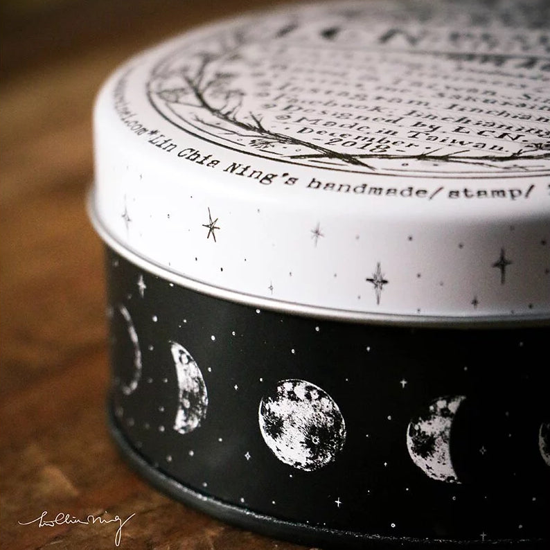 LCN Design Studio - Metal Storage Tin - Round - Moon Phase