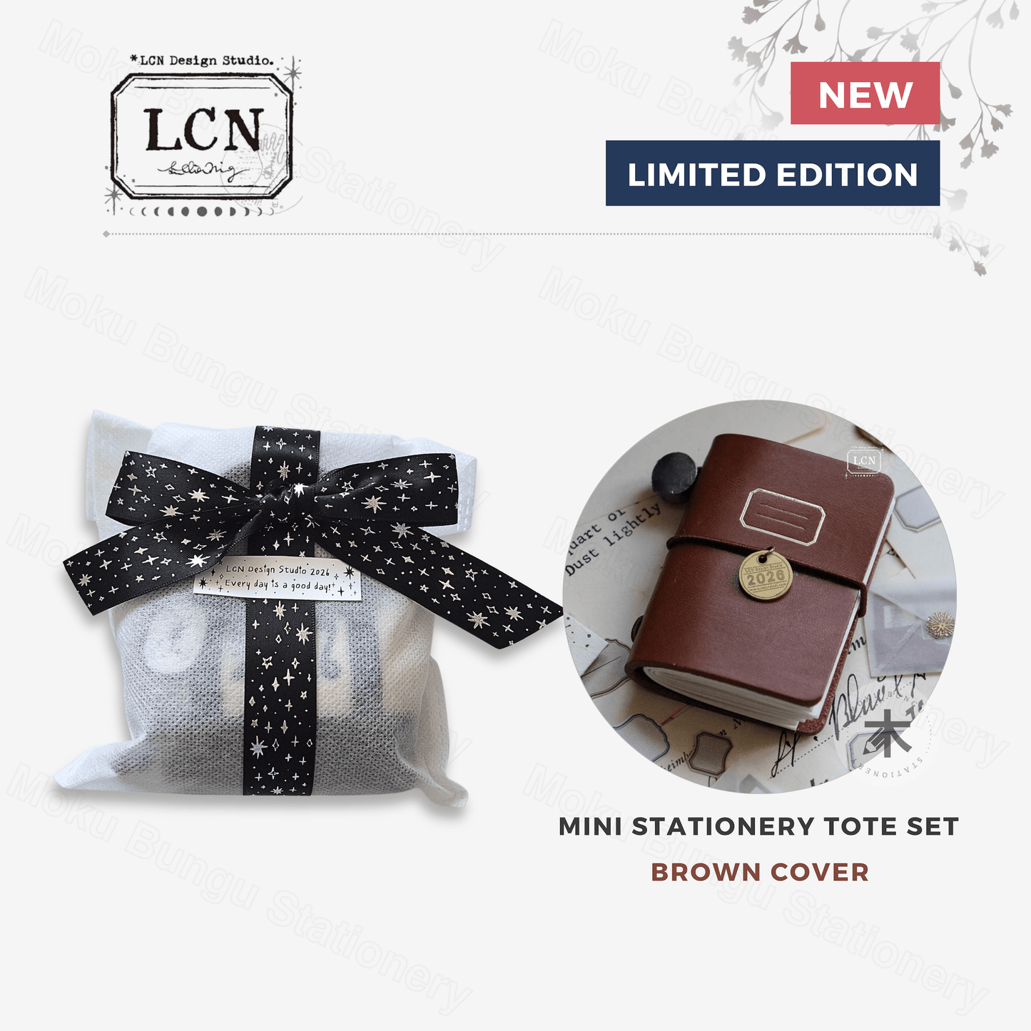 LCN Design Studio - Mini Tote Stationery Set - Brown Cover