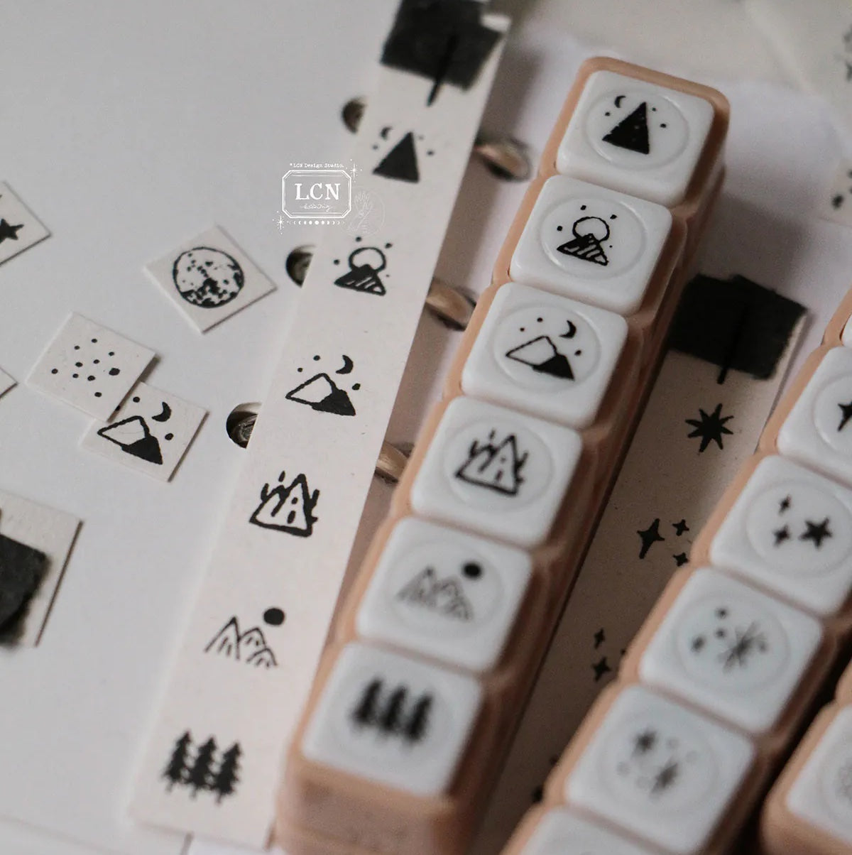 LCN Design Studio - Push Button Self-Inking Stamp - Mountain