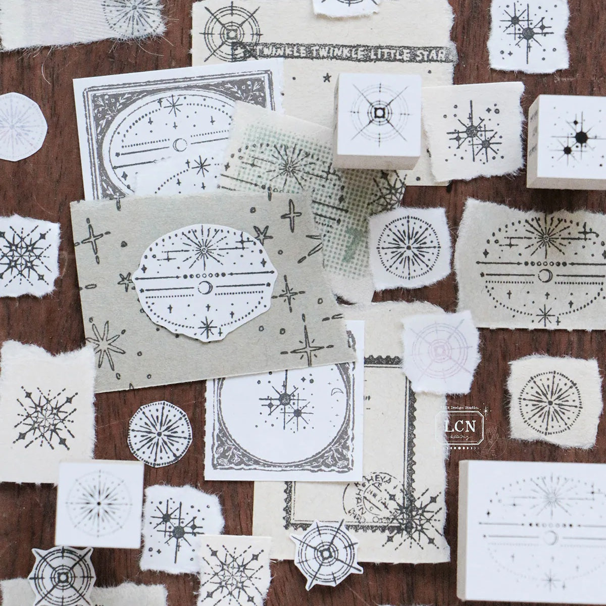LCN Design Studio - Wooden Rubber Stamp Set - Nebula