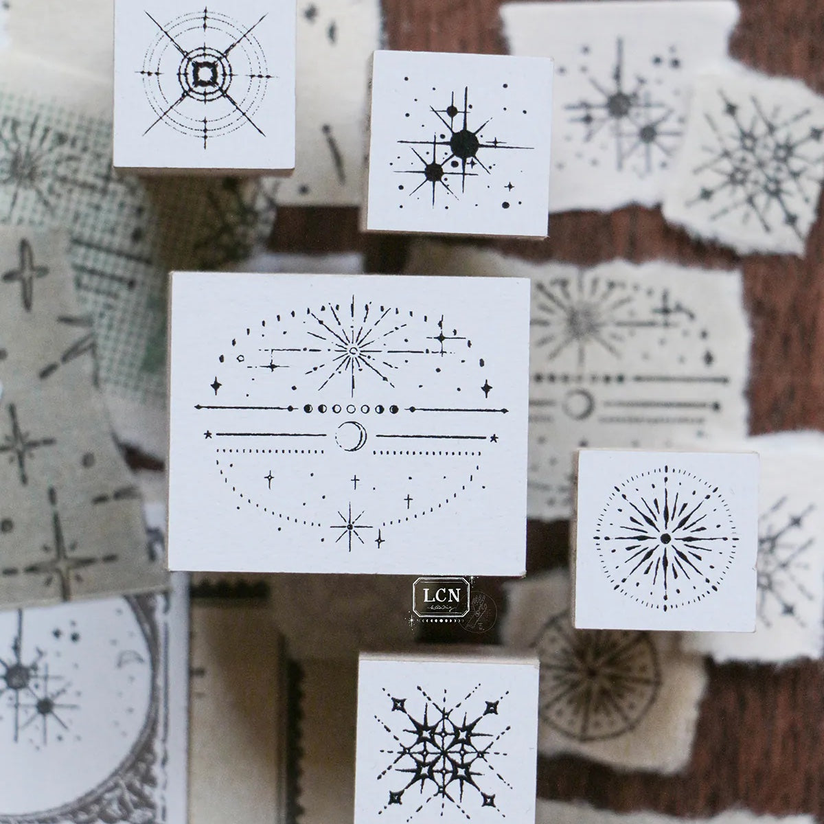 LCN Design Studio - Wooden Rubber Stamp Set - Nebula