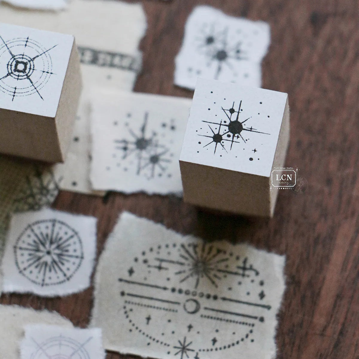 LCN Design Studio - Wooden Rubber Stamp Set - Nebula