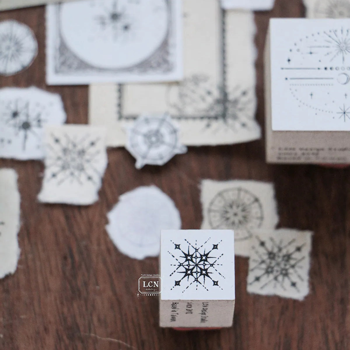 LCN Design Studio - Wooden Rubber Stamp Set - Nebula