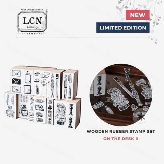 LCN Design Studio - Wooden Rubber Stamp Set - On the Desk Ⅱ