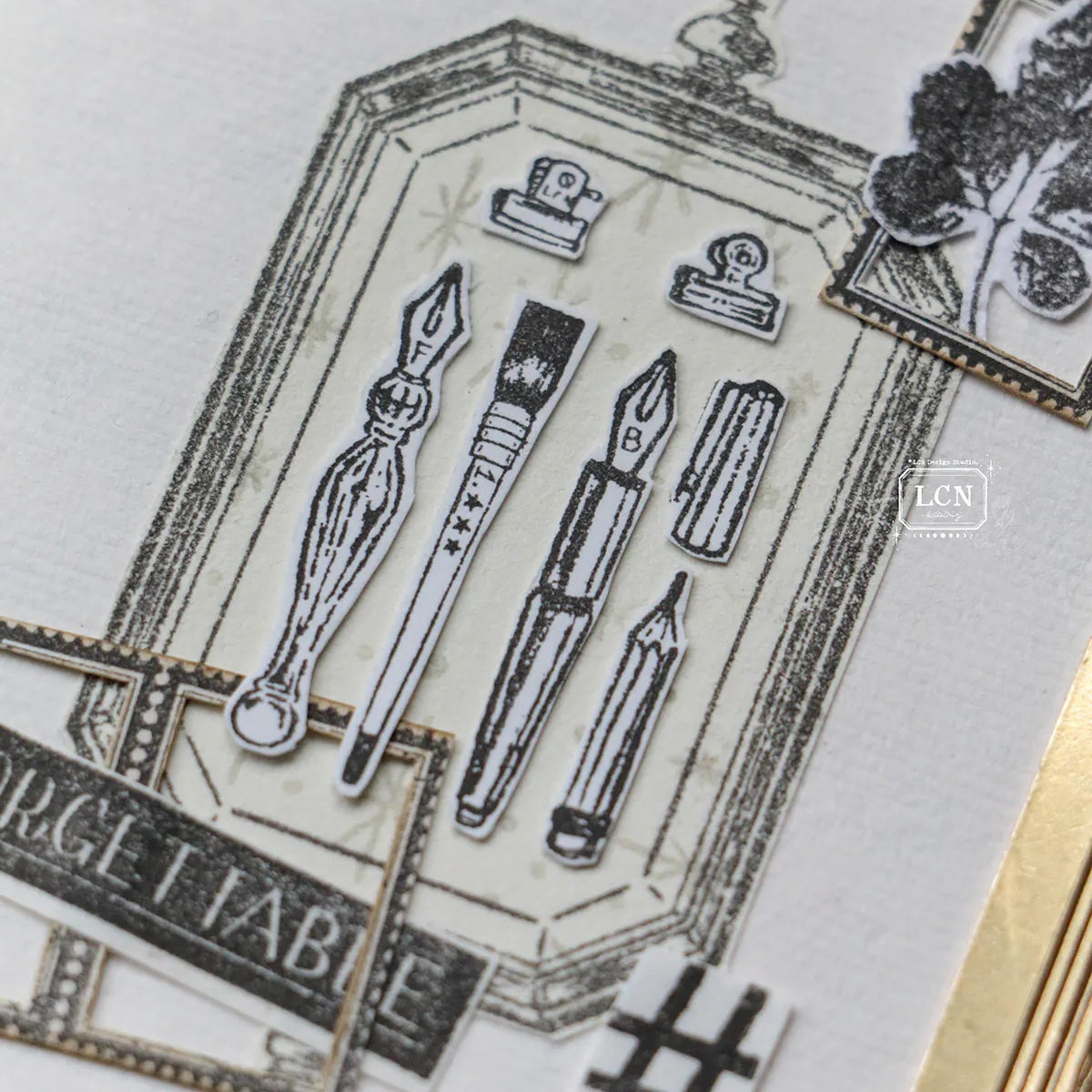 LCN Design Studio - Wooden Rubber Stamp Set - On the Desk Ⅱ