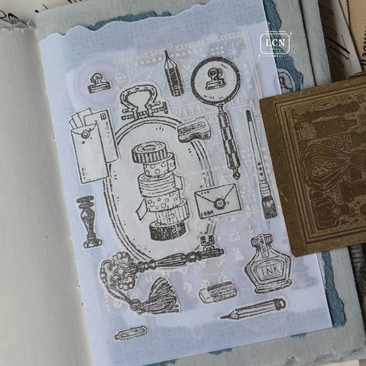 LCN Design Studio - Wooden Rubber Stamp Set - On the Desk Ⅱ