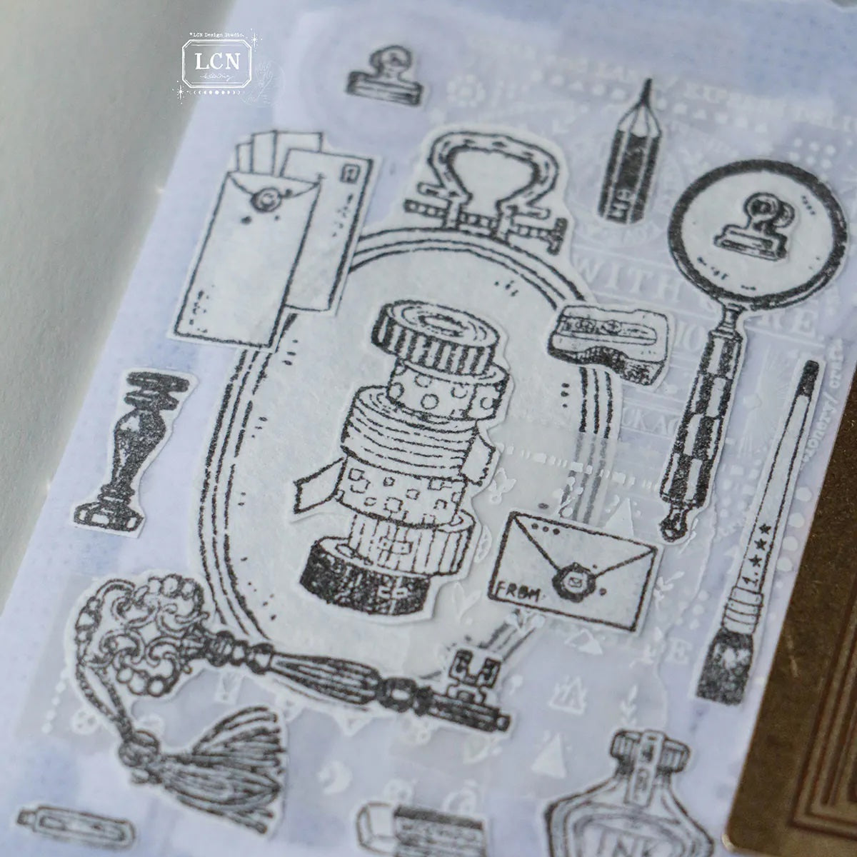LCN Design Studio - Wooden Rubber Stamp Set - On the Desk Ⅱ