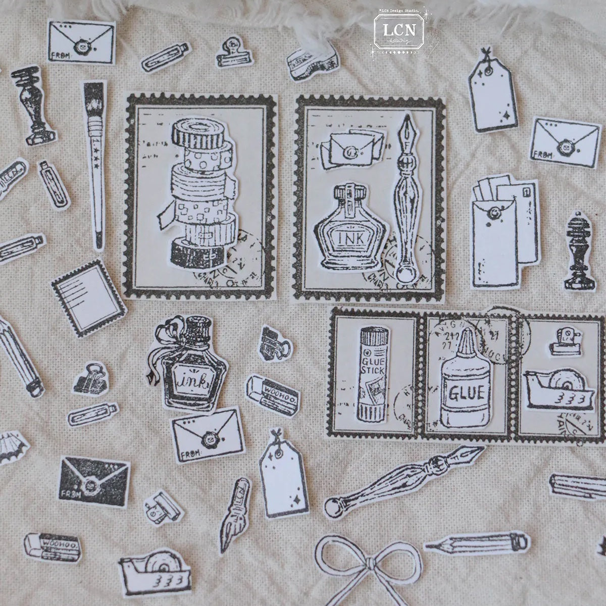 LCN Design Studio - Wooden Rubber Stamp Set - On the Desk Ⅱ