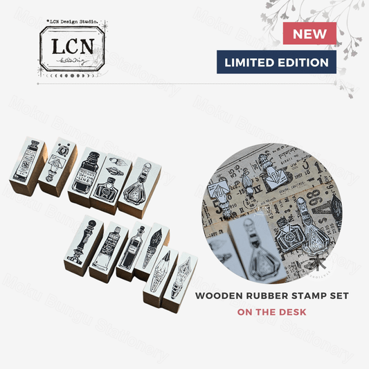 LCN Design Studio - Wooden Rubber Stamp Set - On the Desk