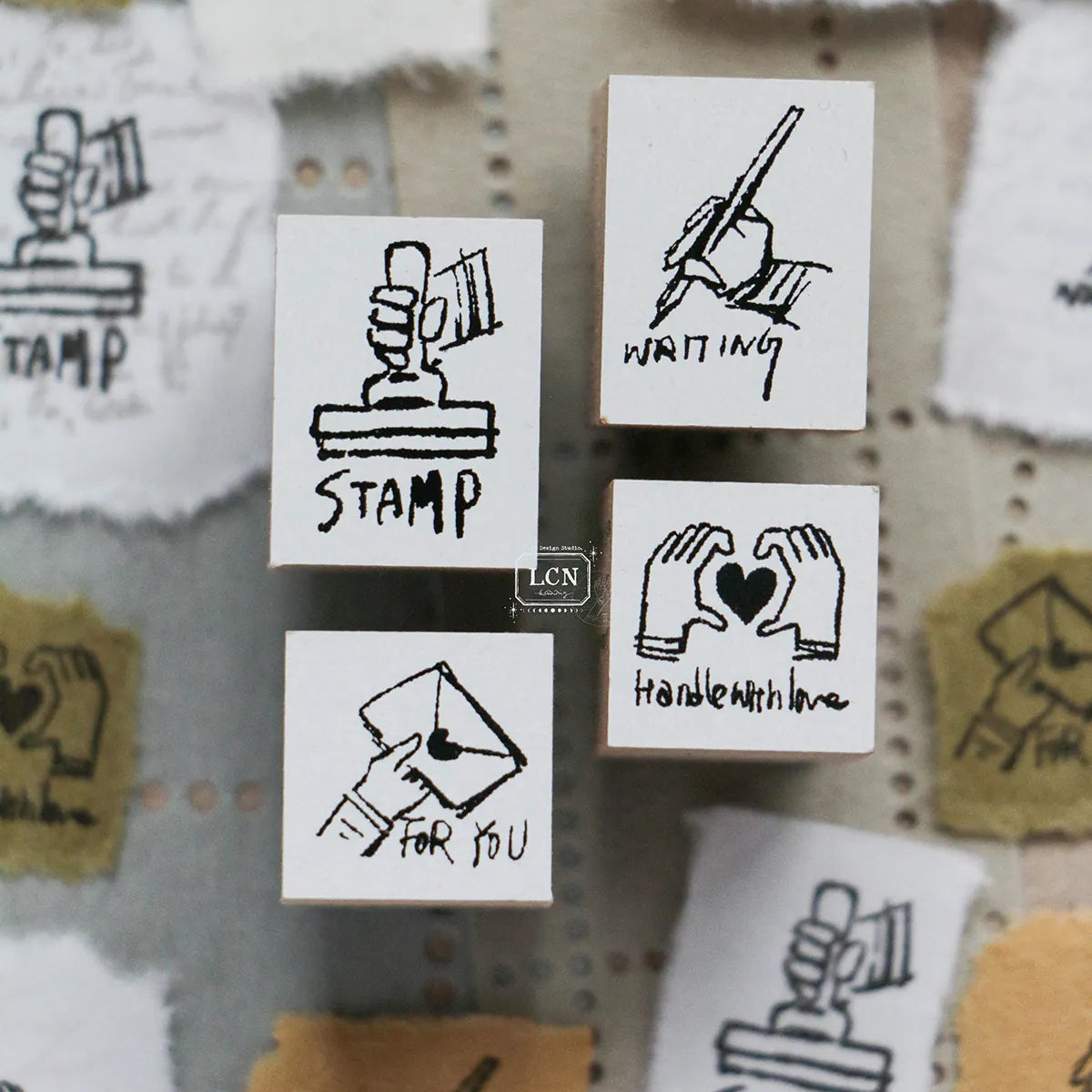 LCN Design Studio - Wooden Rubber Stamp Set - Tiny Signs