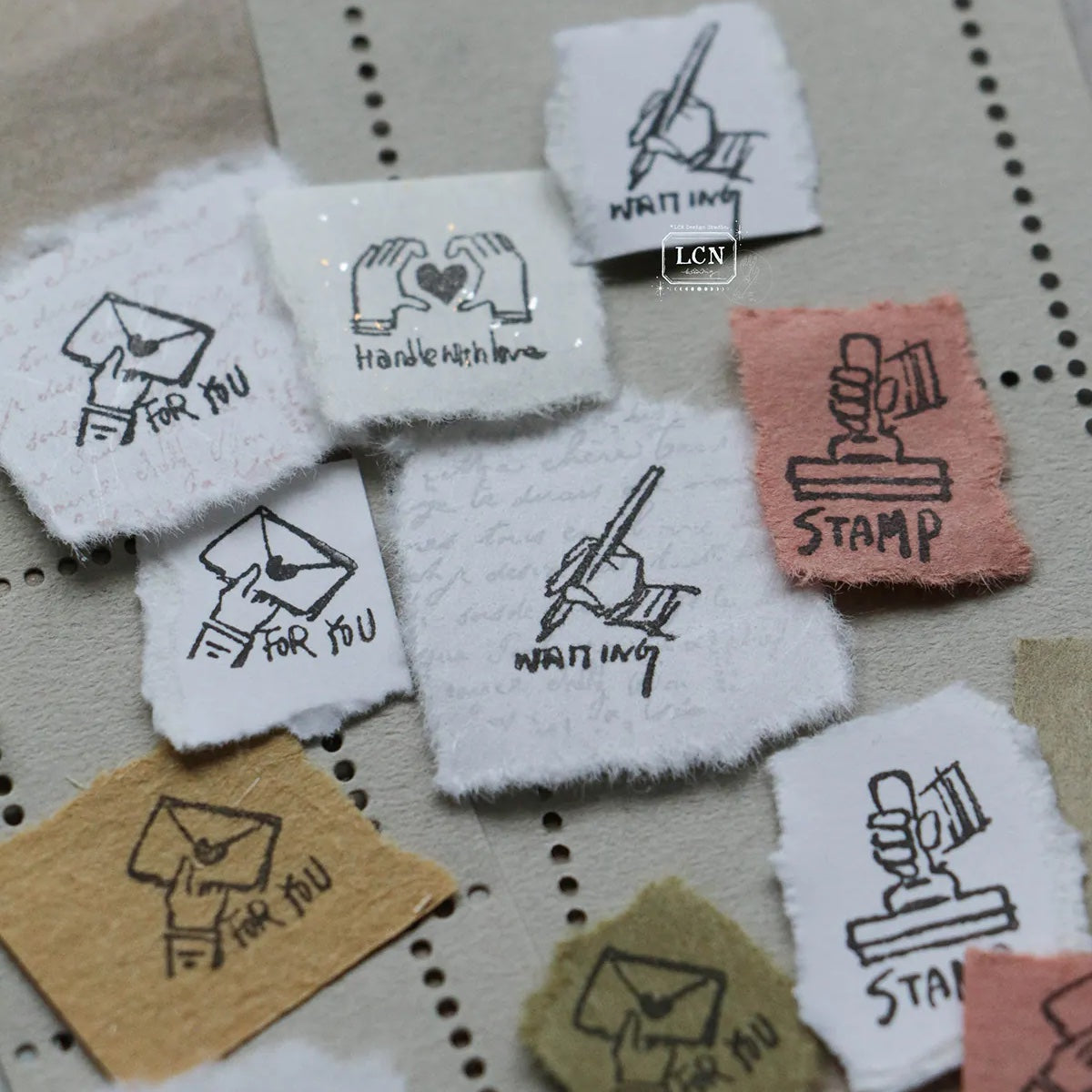LCN Design Studio - Wooden Rubber Stamp Set - Tiny Signs